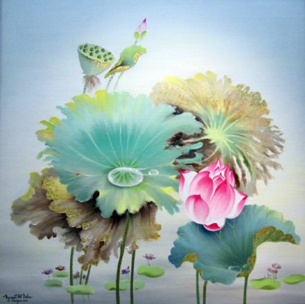 Tranh kính hoa sen TKS39